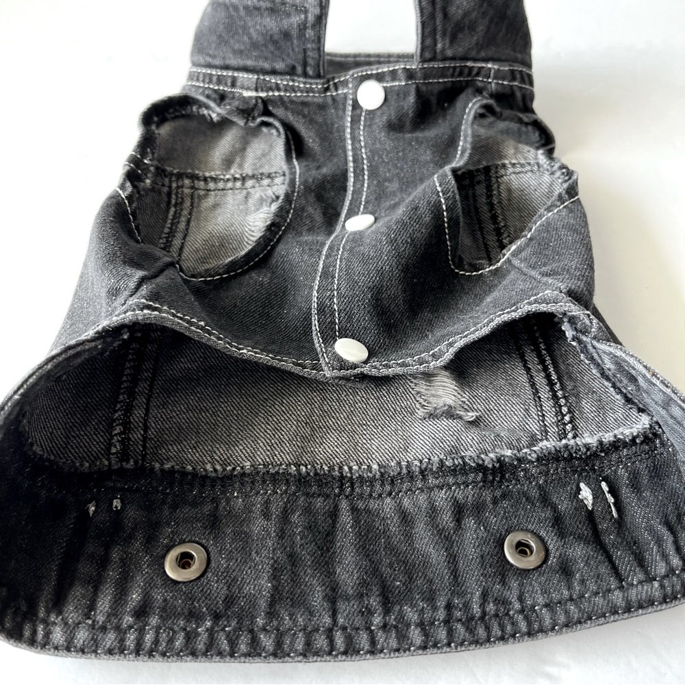 Bei Chong Black Distressed Denim Doggie Jacket Size S - Picture 3 of 8